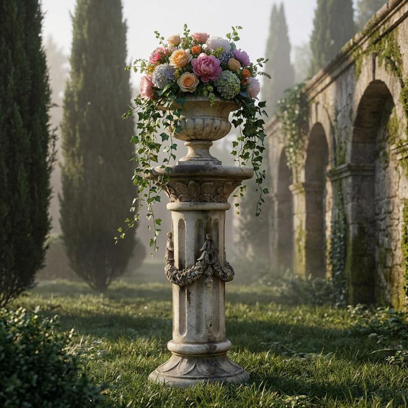 Neoclassical Floral Pedestal