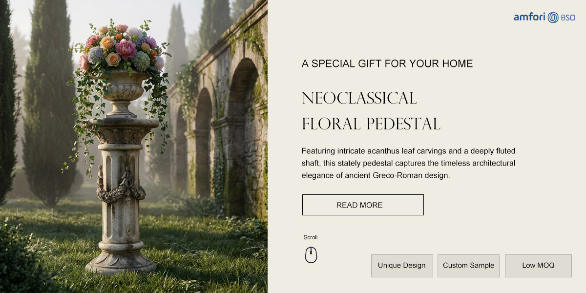  Neoclassical Floral Pedestal