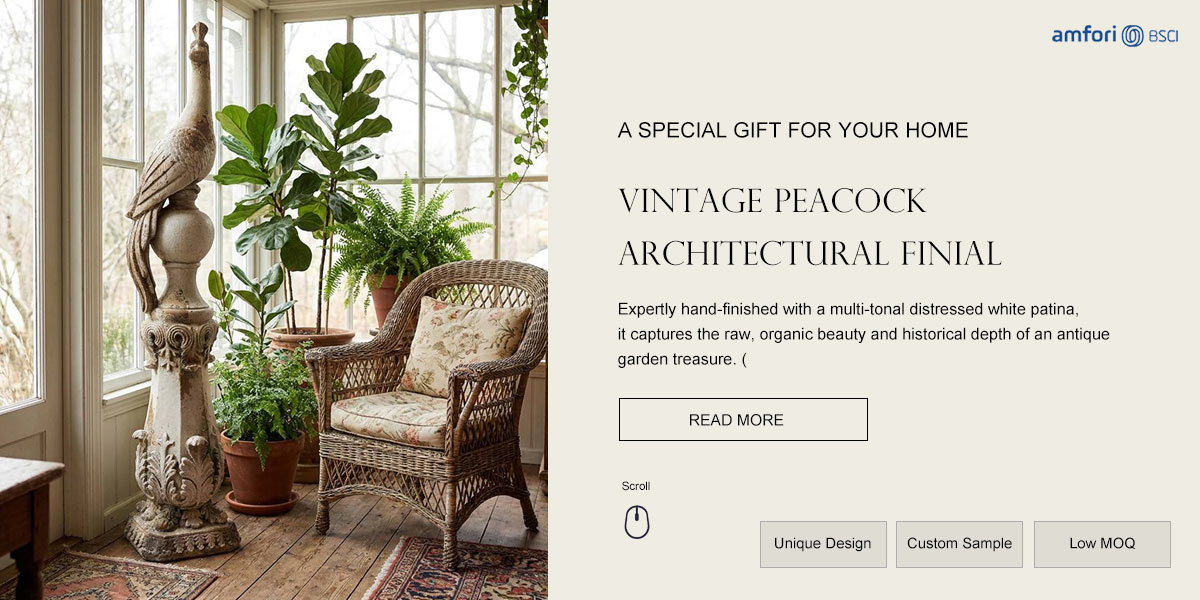  Printed Vintage Peacock Architectural Finial