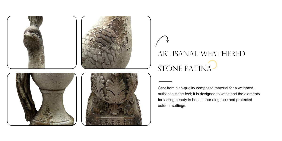  Printed Vintage Peacock Architectural Finial