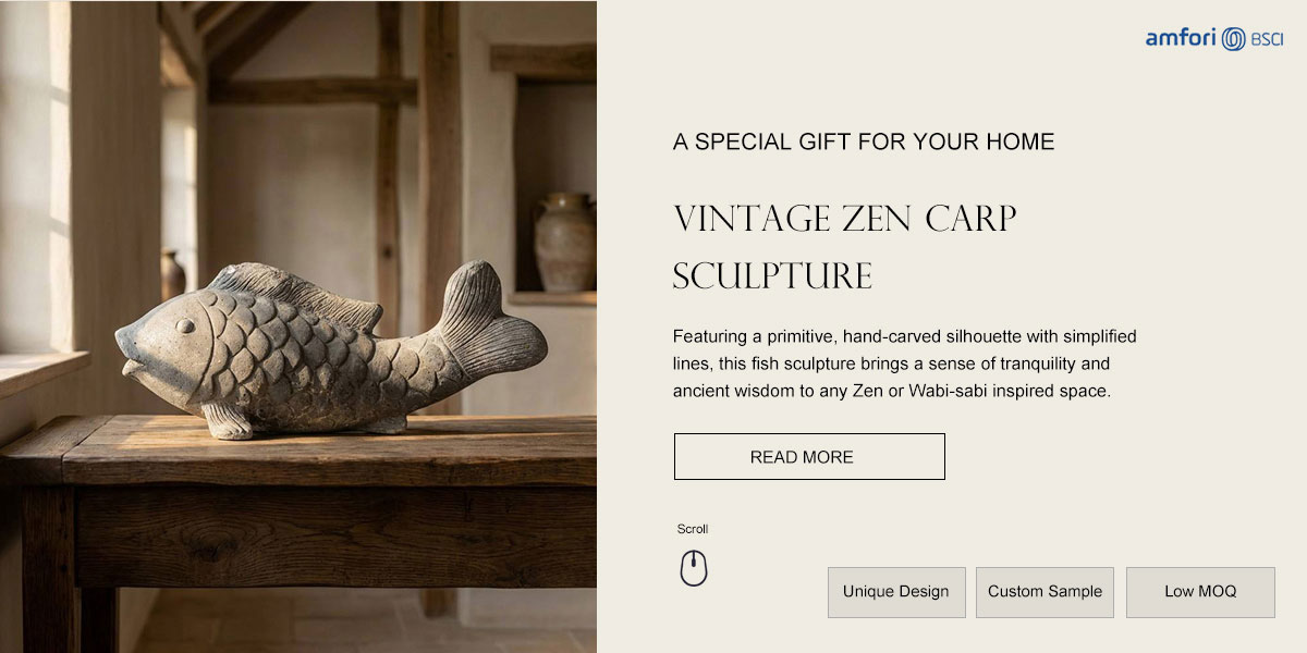  Vintage Zen Carp Sculpture