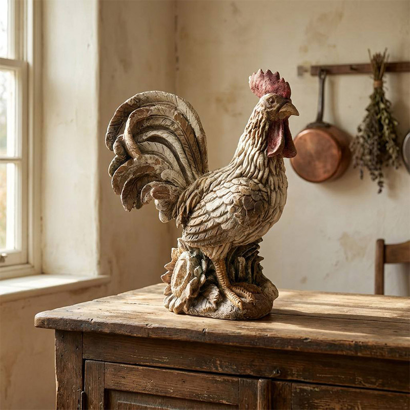  Vintage French Country Rooster Statue