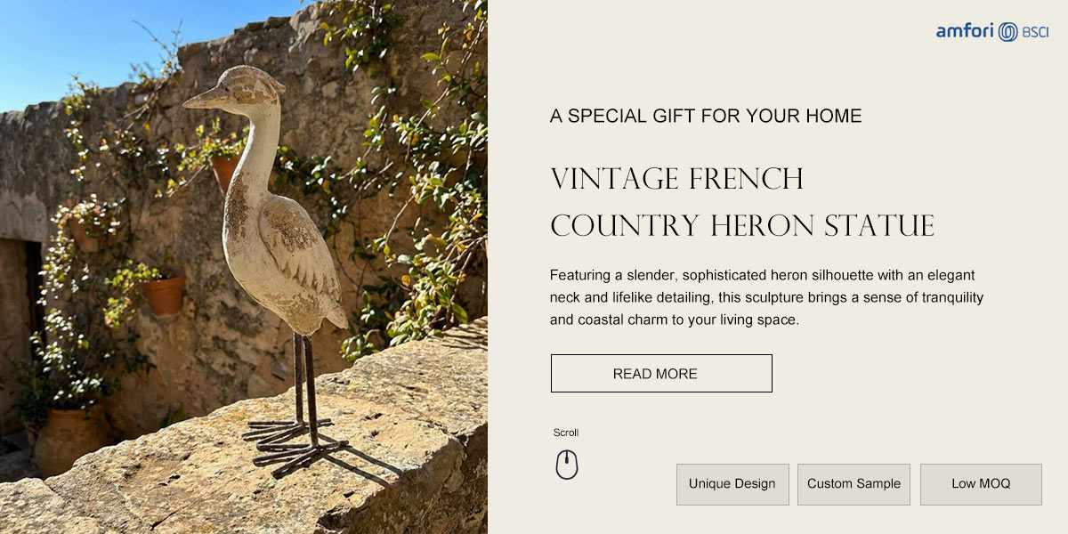 Vintage French Country Heron Statue