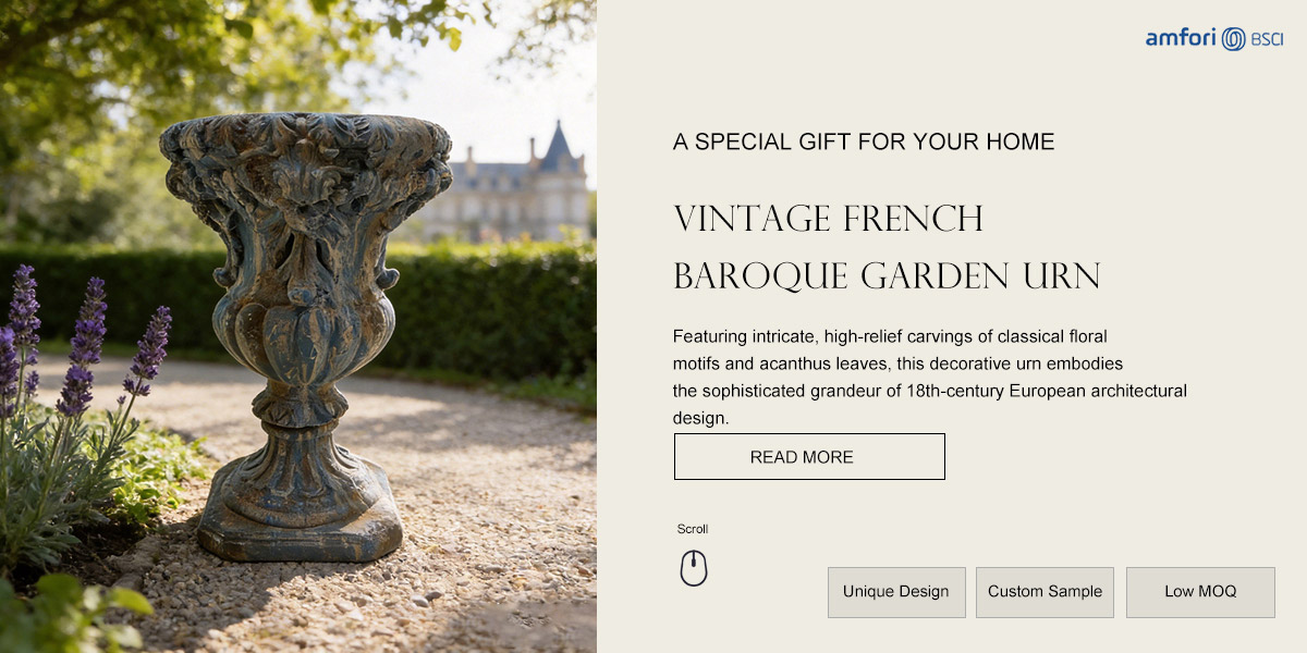 Vintage French Baroque Garden Urn 