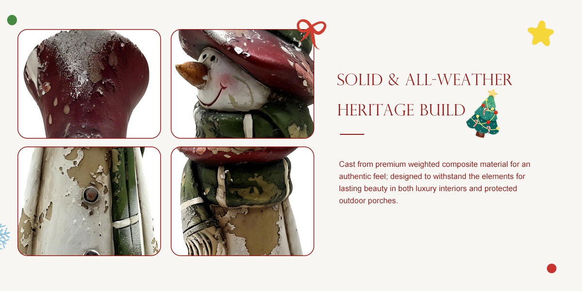 Vintage Distressed Snowman Statue