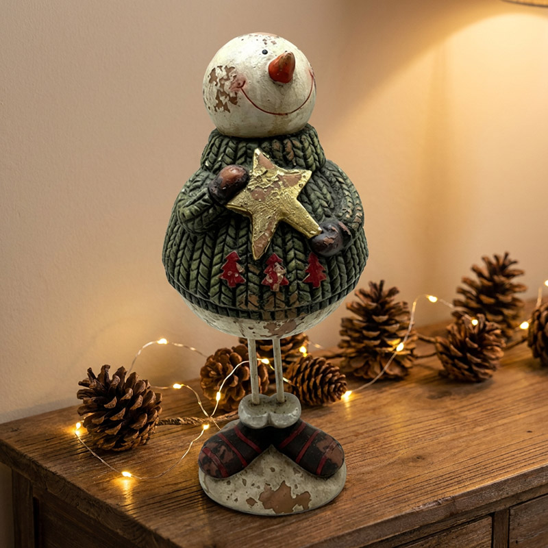 Vintage Tall Long-Legged Snowman Statue