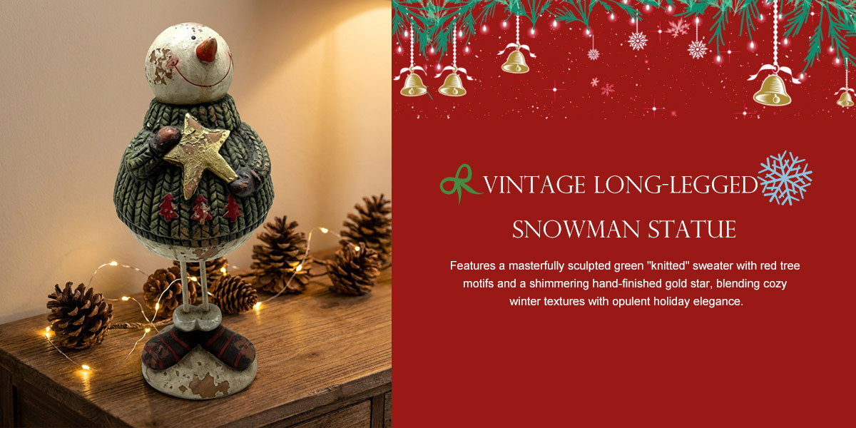 Vintage Tall Long-Legged Snowman Statue 