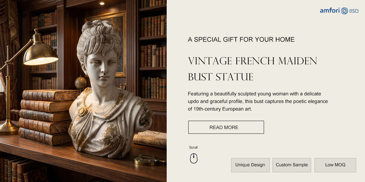 Vintage French Maiden Bust Statue