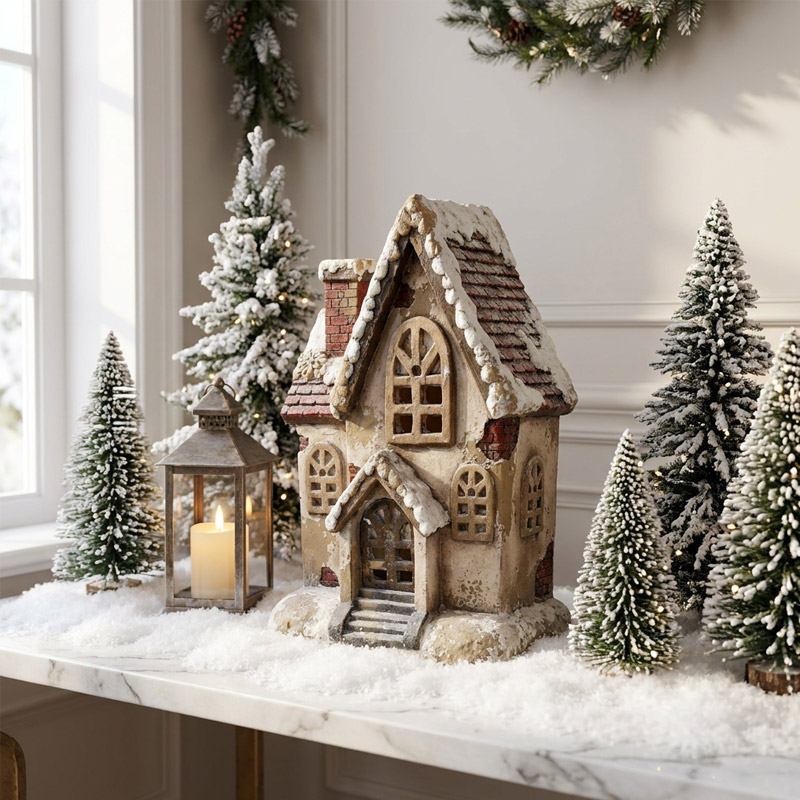 Vintage Snowy Manor Statue
