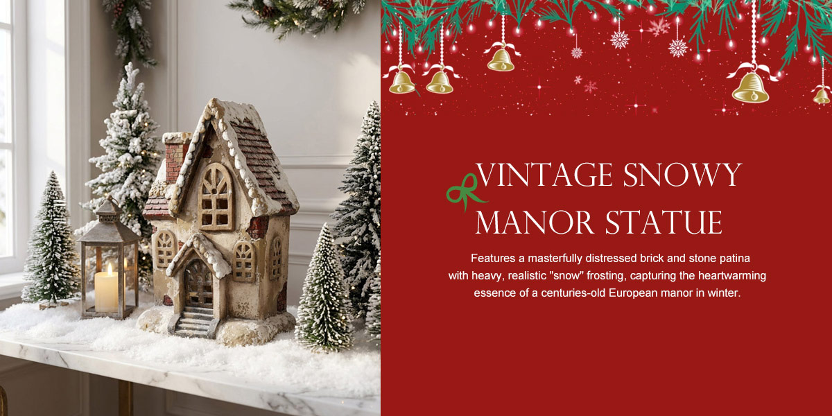  Vintage Snowy Manor Statue