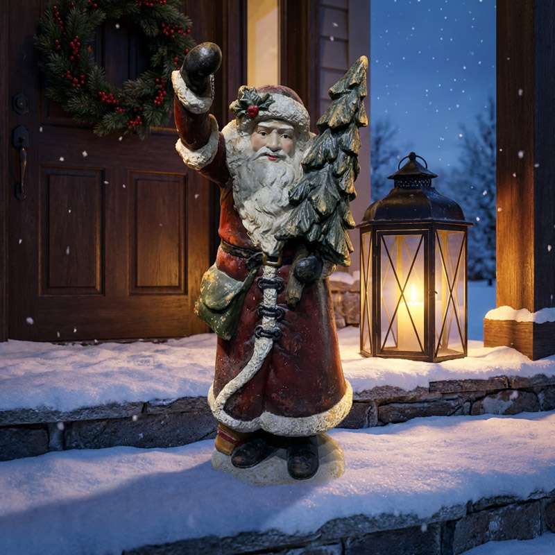 Vintage Waving Santa Statue