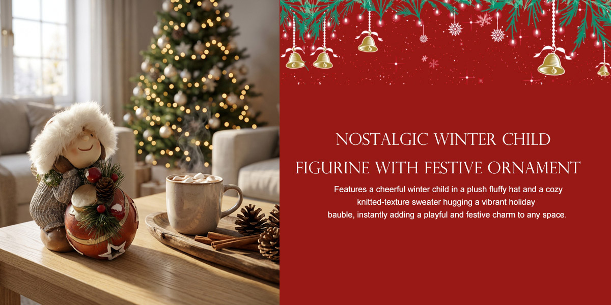 Nostalgic Winter Child Figurine with Festive Ornament 