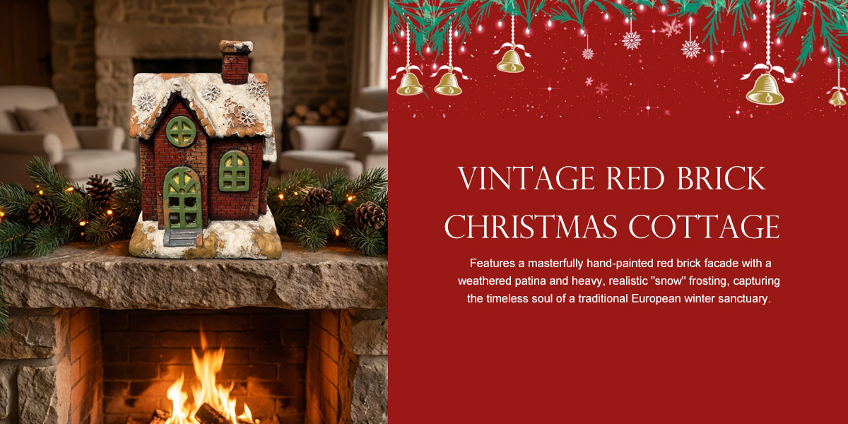 Vintage Red Brick Christmas Cottage
