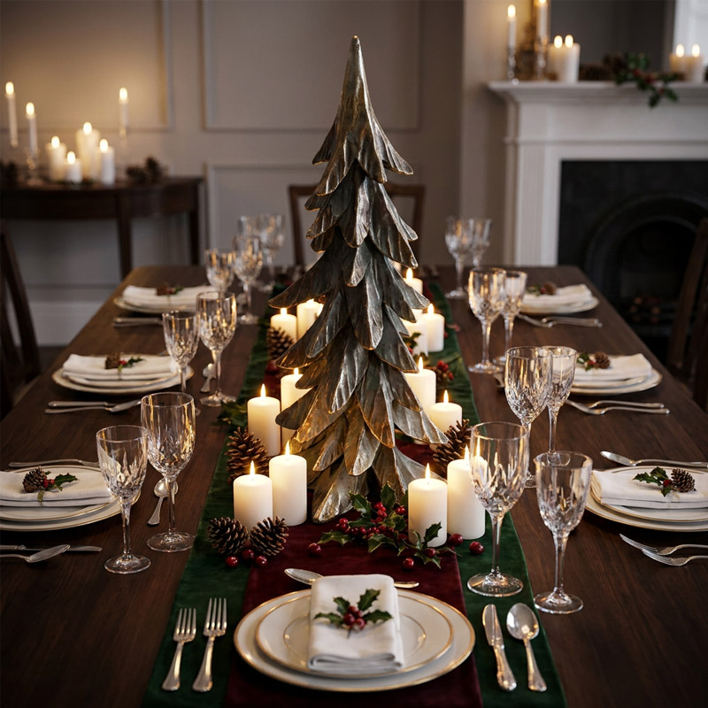 Vintage Bronze Christmas Tree Statue