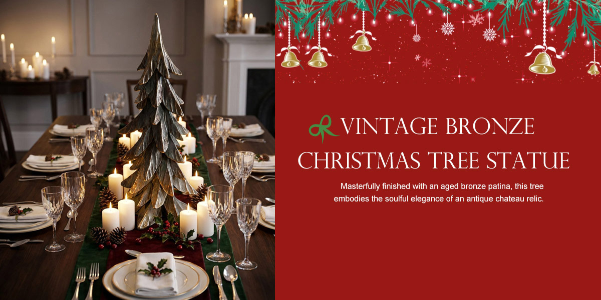 Vintage Bronze Christmas Tree Statue