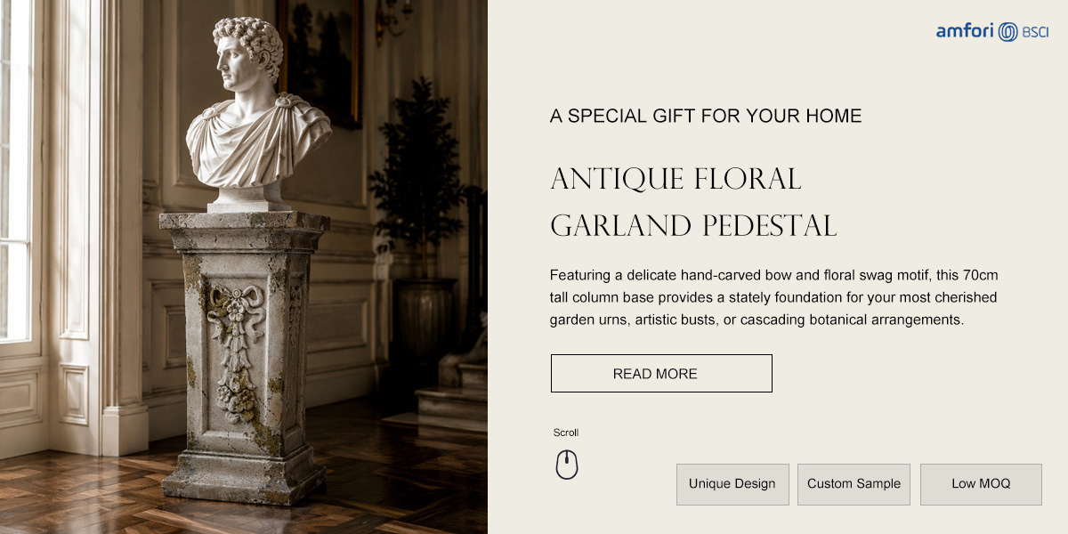 Antique Floral Garland Pedestal 