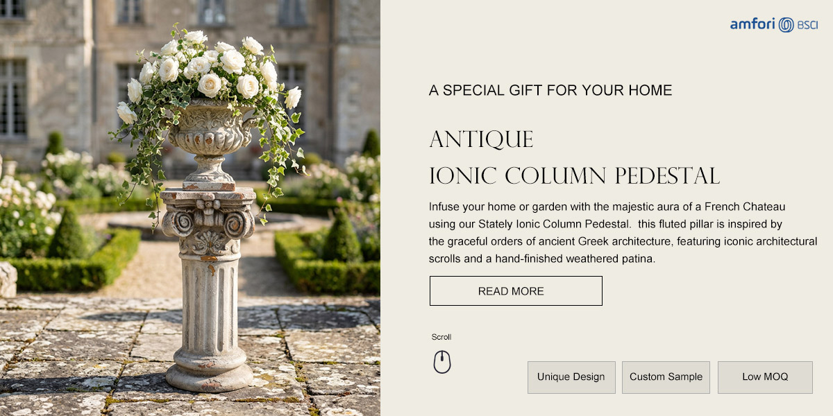 Antique Ionic Column Pedestal