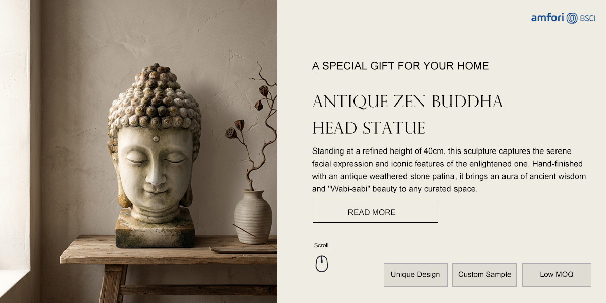 Antique Zen Buddha Head Statue