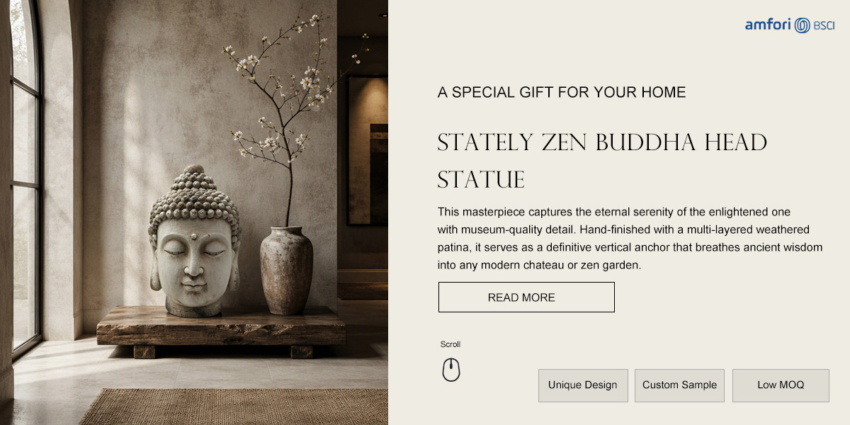 Stately Zen Buddha Head Statue Stately Zen Buddha Head Statue