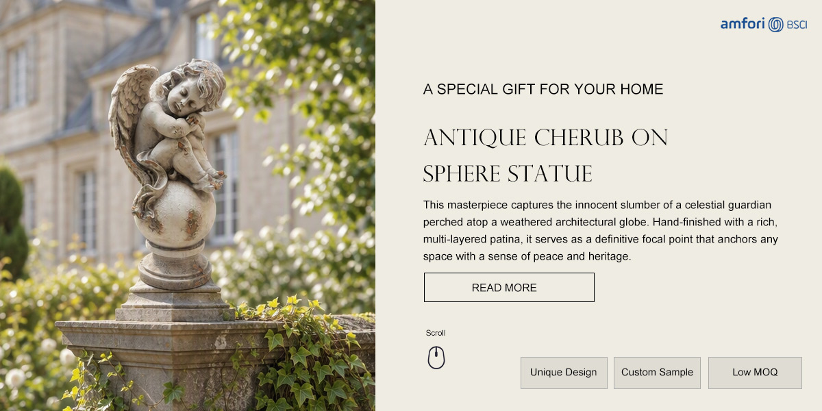 Antique Cherub on Sphere Statue Antique Cherub on Sphere Statue