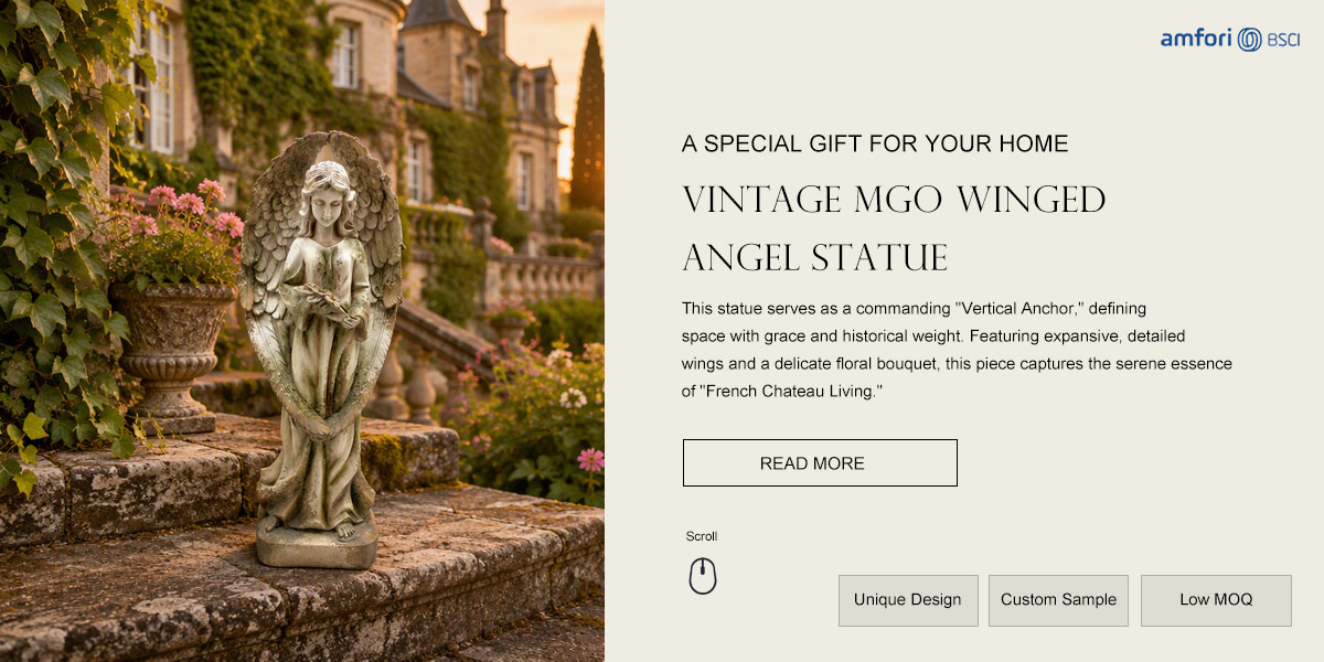  Vintage  MgO Winged Angel Statue