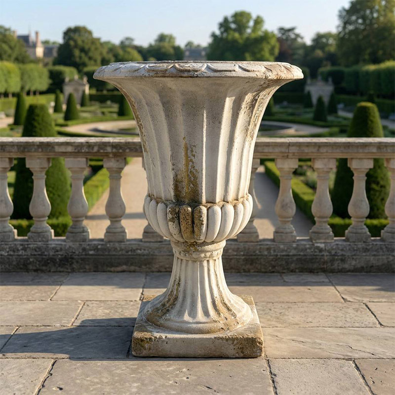 Vintage MgO Classical Fluted Urn Planter