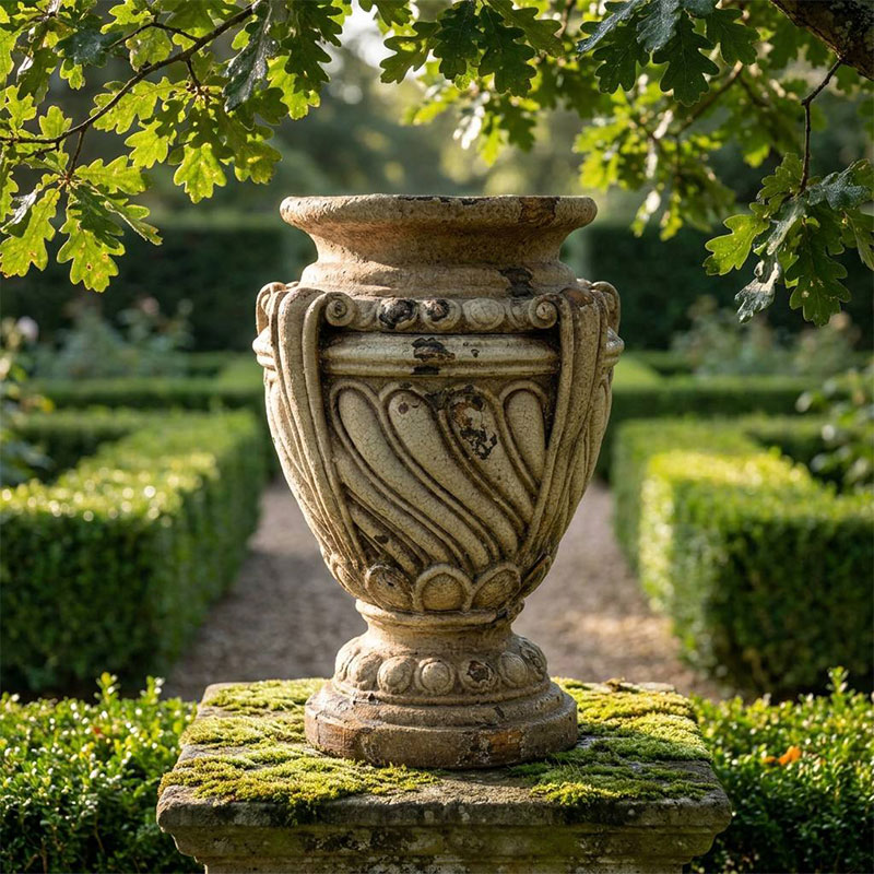 Vintage MgO Classical Scroll Handle Urn