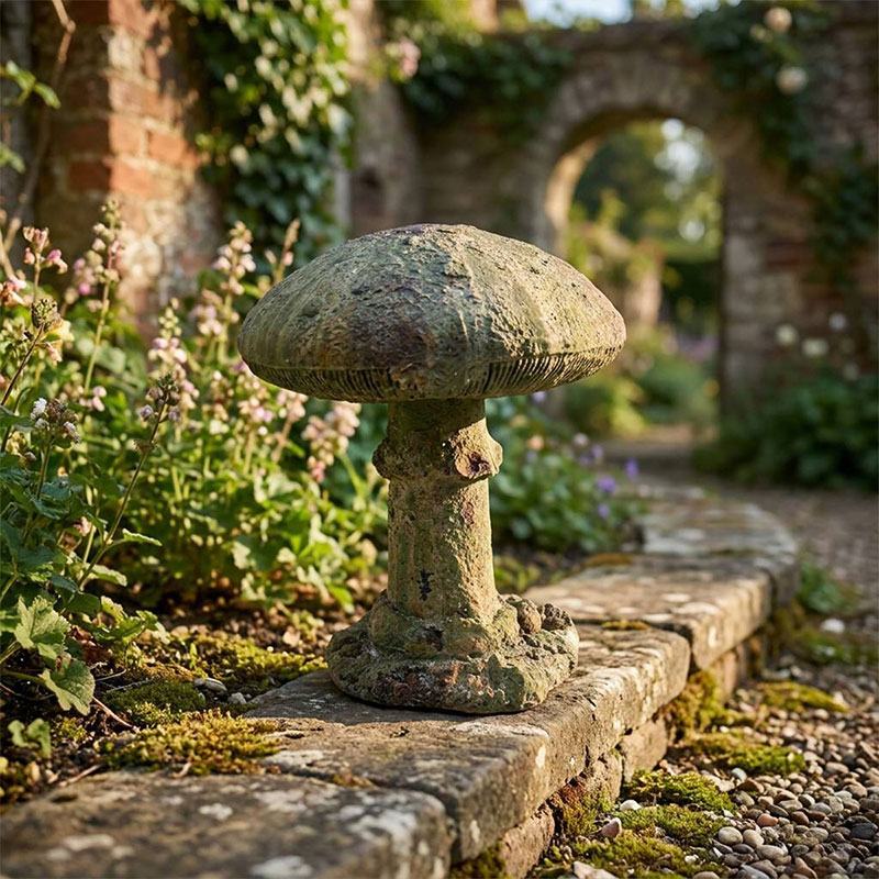 Vintage Mossy MgO Mushroom Garden Statue