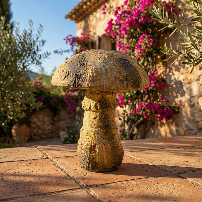 Vintage Earthy MgO Mushroom Garden Statue