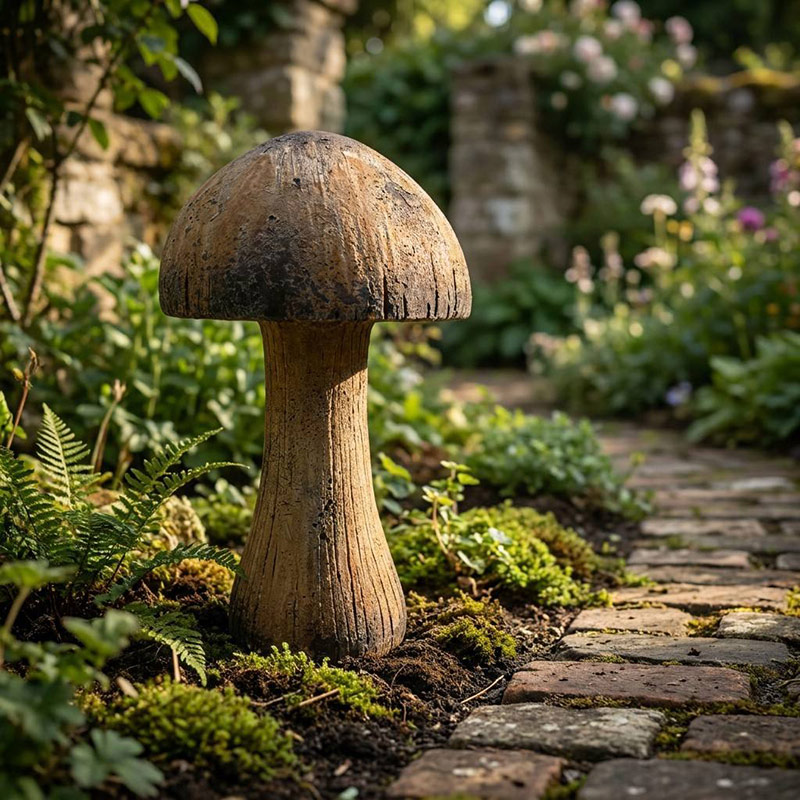 Vintage Slender MgO Mushroom Garden Statue