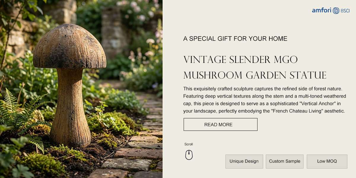 Vintage Slender MgO Mushroom Garden Statue Vintage Slender MgO Mushroom Garden Statue