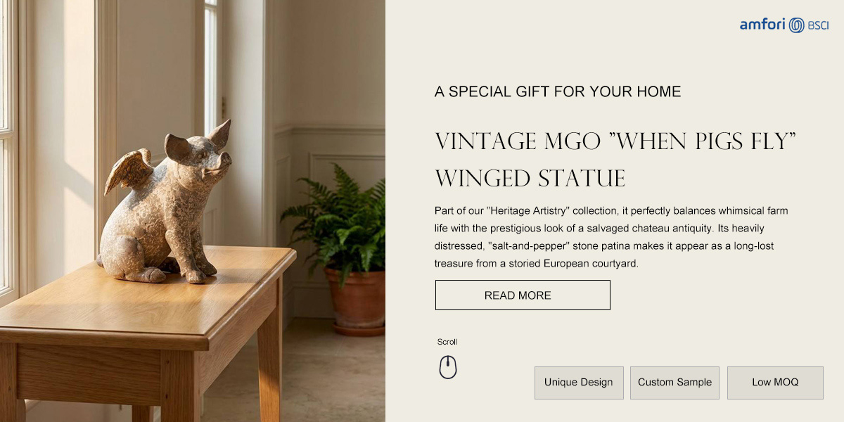 Vintage "When Pigs Fly" Winged Statue