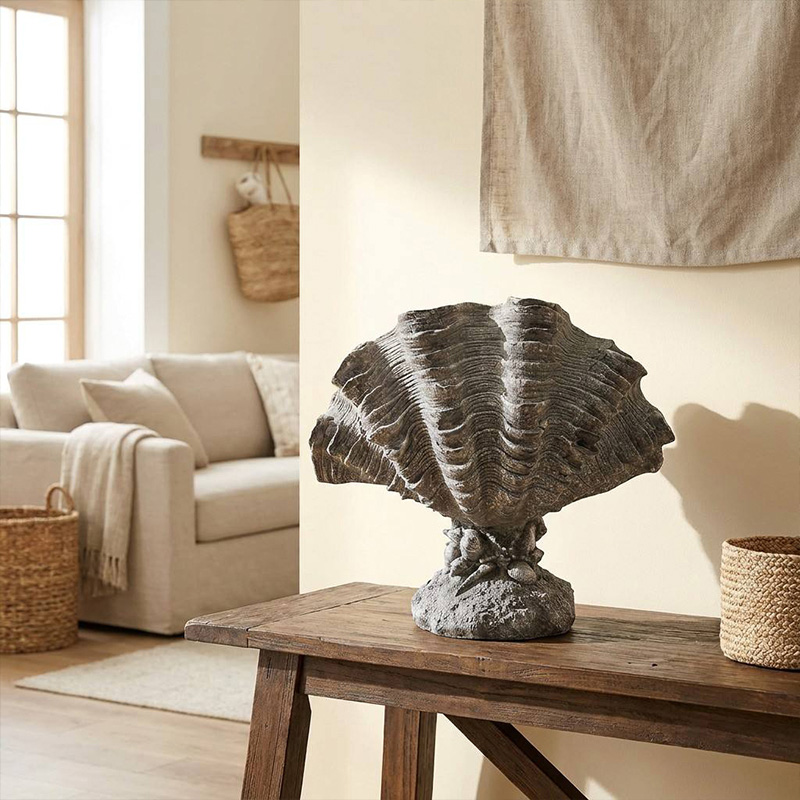 Vintage MgO Giant Clam Shell Statue