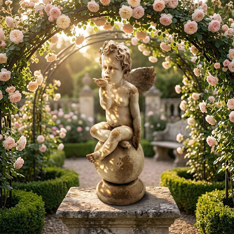 Vintage [Material] "Celestial Kiss" Cherub Statue