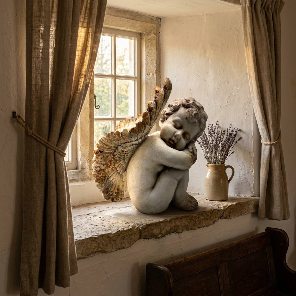 Vintage [Material] Sleeping Cherub Statue
