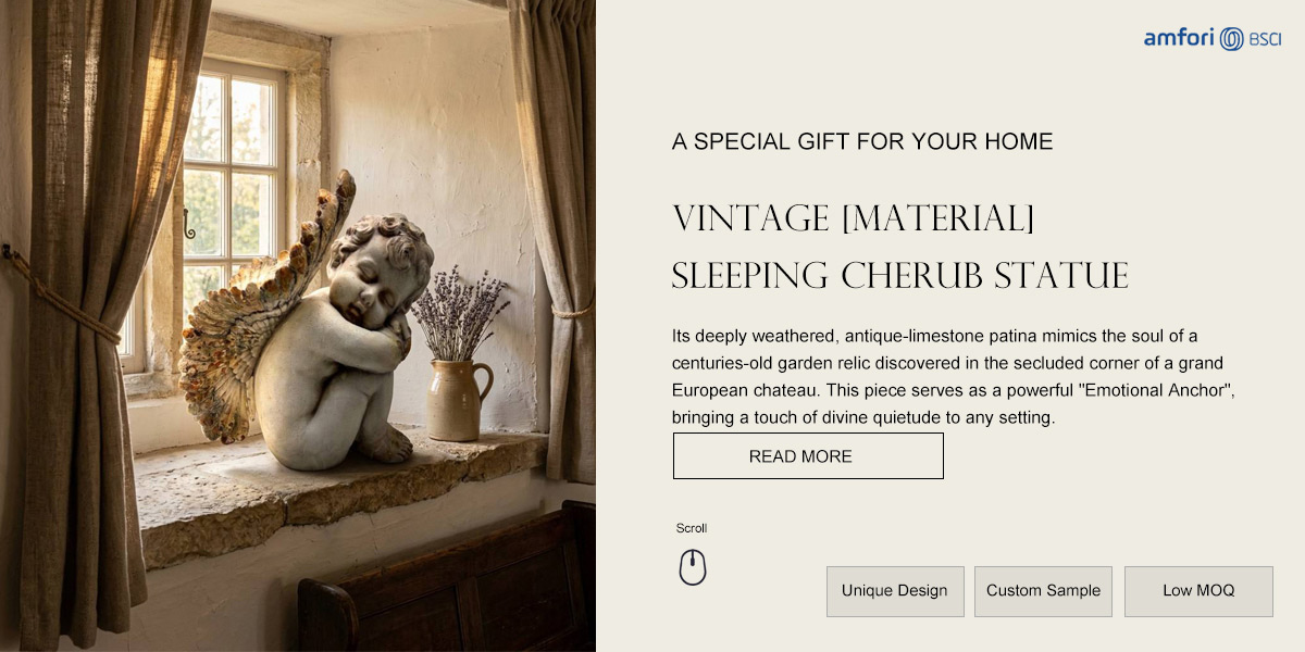 Vintage [Material] Sleeping Cherub Statue