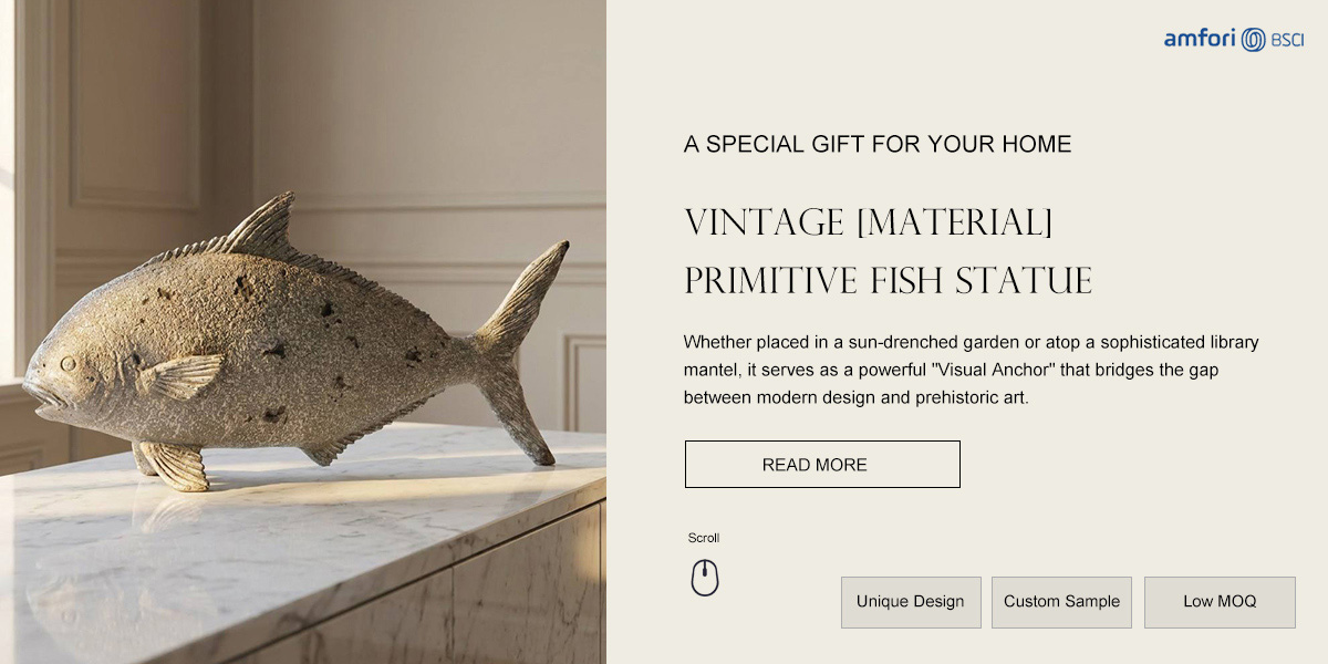 Vintage [Material] Primitive Fish Statue 