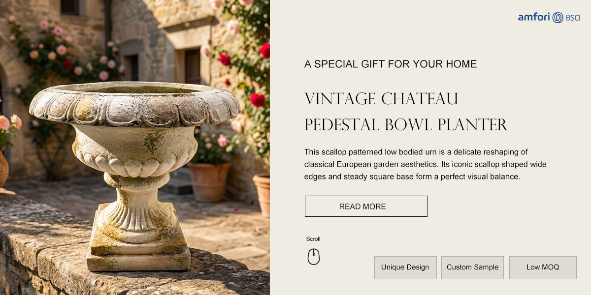 Vintage Chateau Pedestal Bowl Planter Vintage Chateau Pedestal Bowl Planter