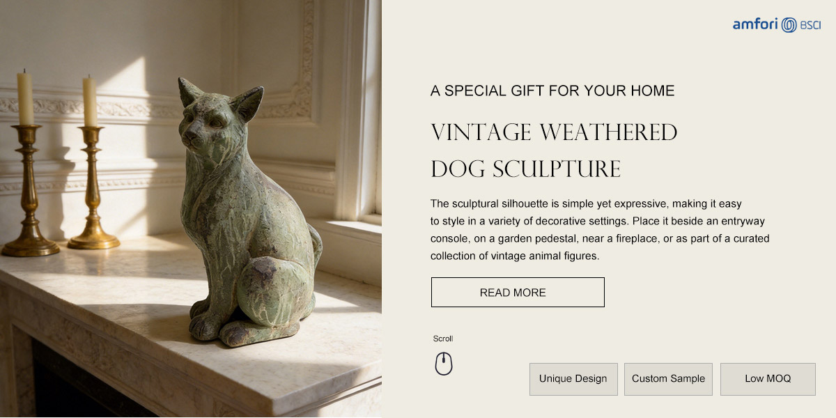 Vintage Weathered Dog Sculpture Vintage Weathered Dog Sculpture