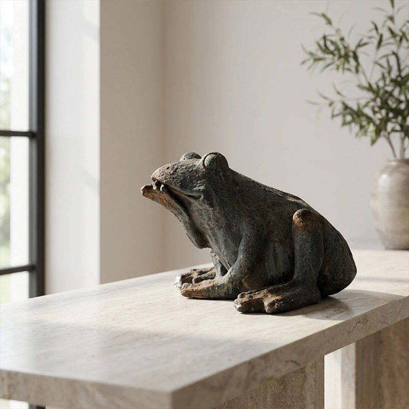 Vintage Weathered Frog Sculpture