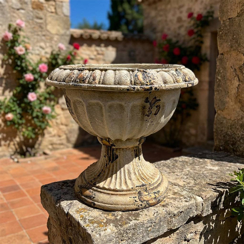 Vintage Weathered Pedestal Urn Planter