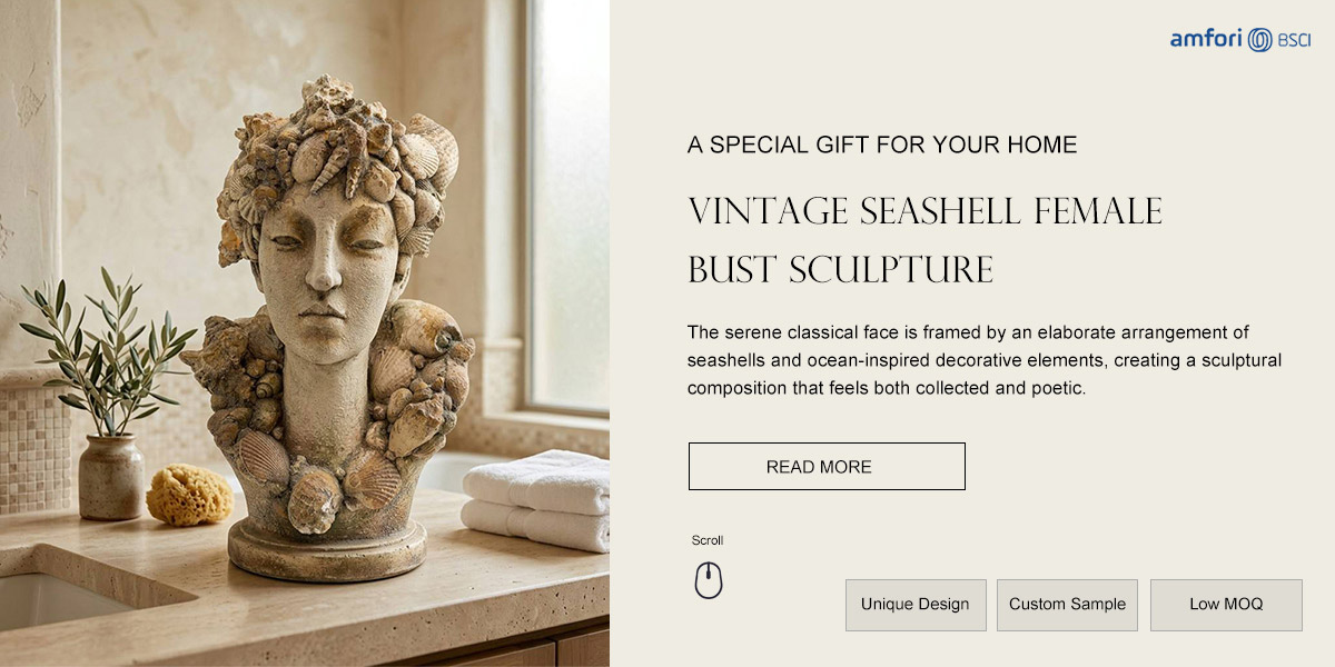 Vintage Seashell Female Bust Sculpture Vintage Seashell Female Bust Sculpture