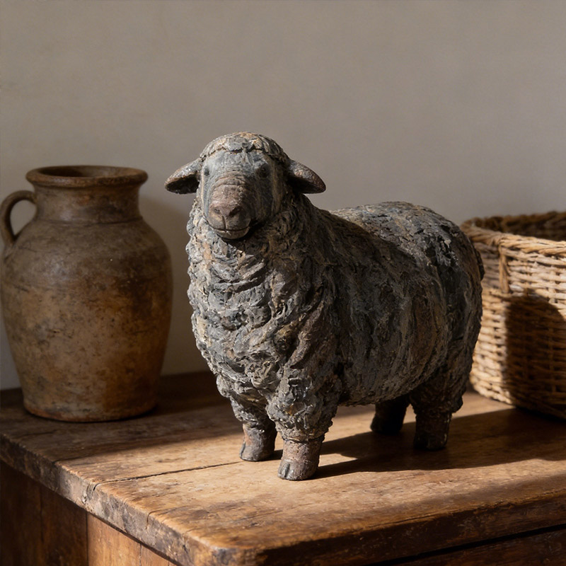 Vintage Standing Sheep Sculpture