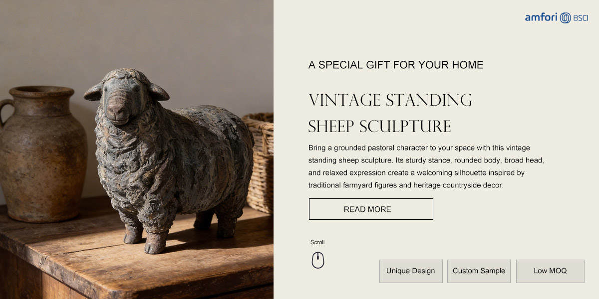 Vintage Standing Sheep Sculpture