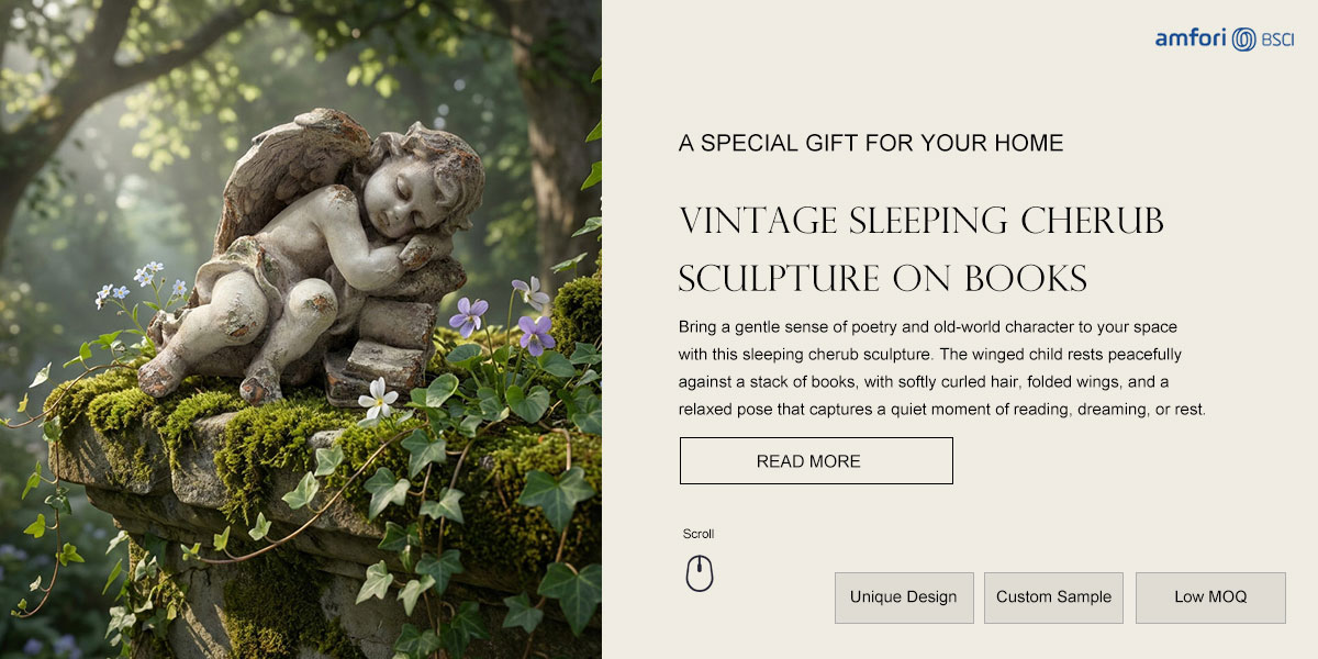 Vintage Sleeping Cherub Sculpture on Books